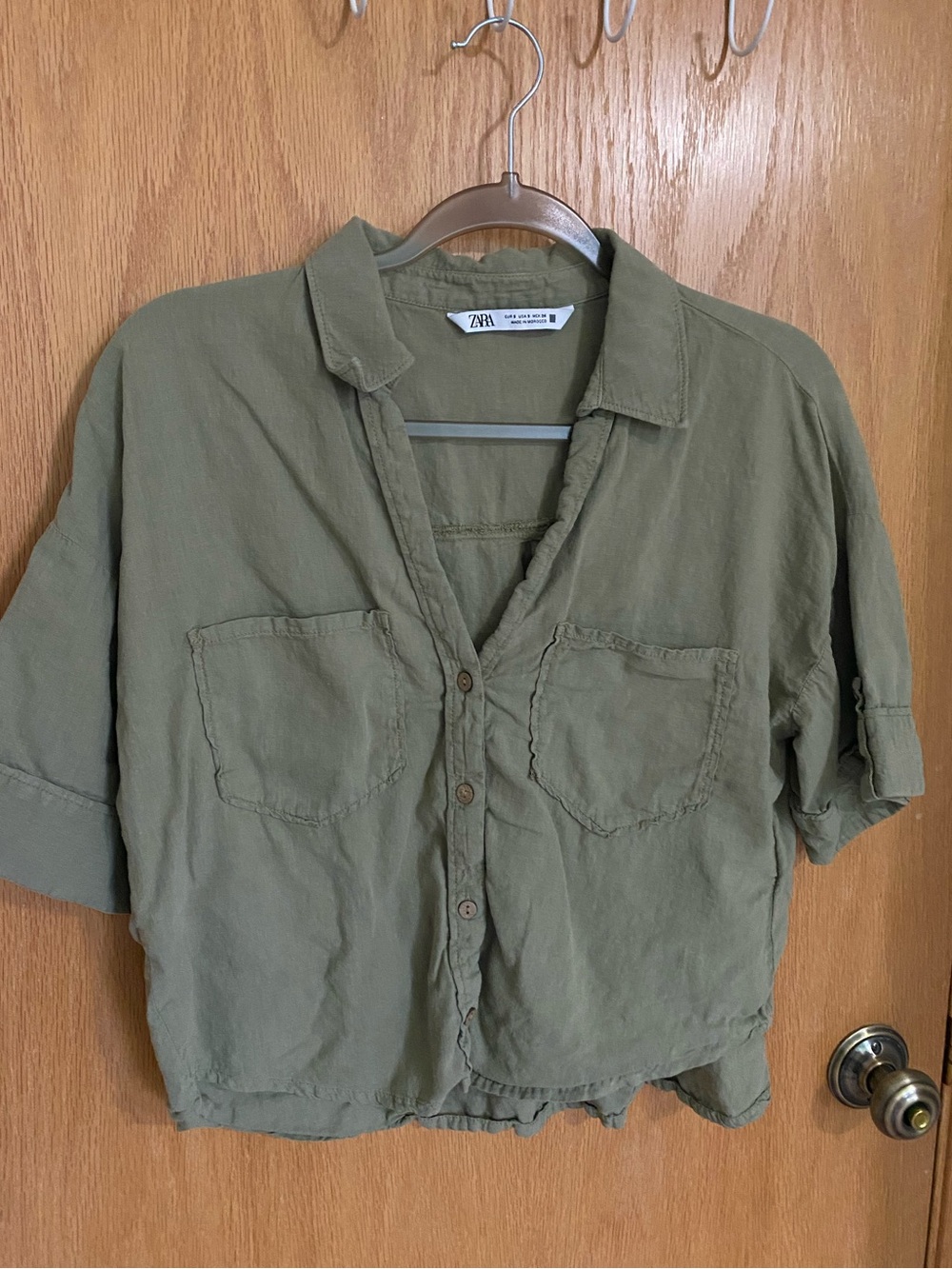 Zara Olive Crop Shirt